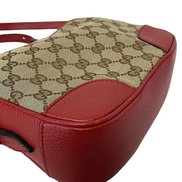 GUCCI Bree Beige Brown Red Jacquard Leather - Shoulder Bag 631-051525 - Picture 5 of 9